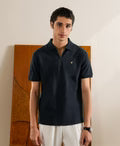 Navy Interlock Zip POLO