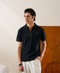 Navy Interlock Zip POLO