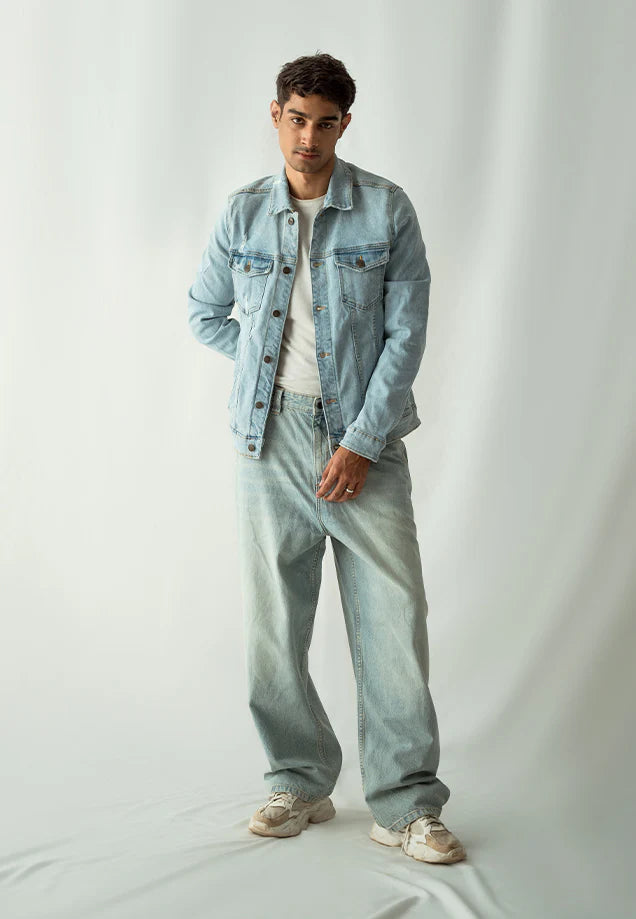 Loose Fit Baggy Jeans - Denim Blue