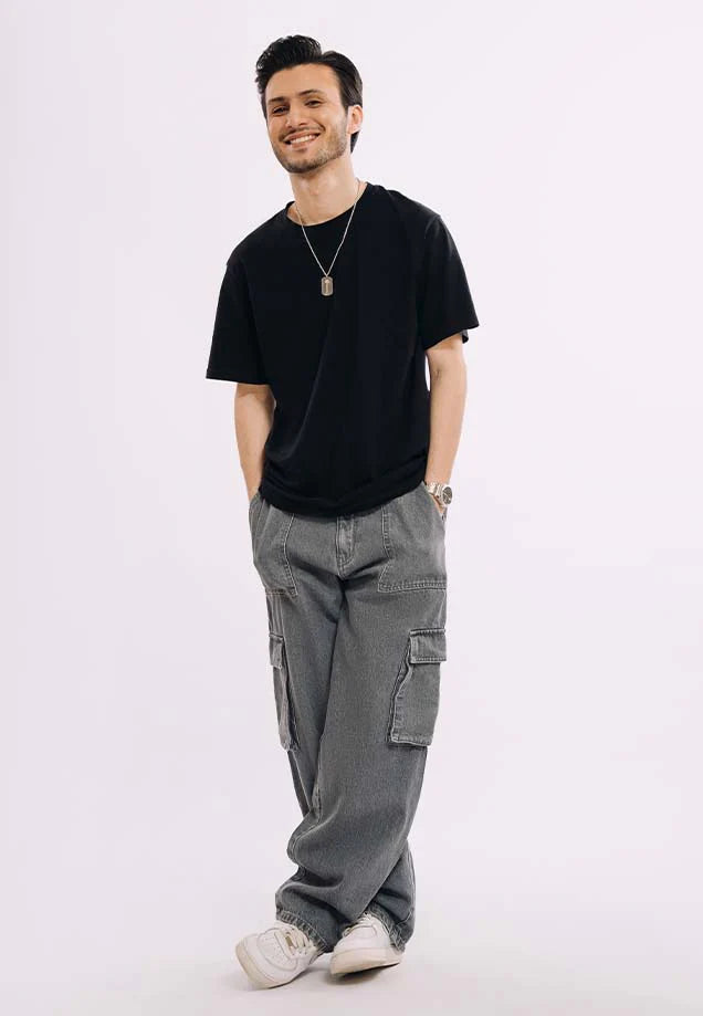Loose Fit Baggy Jeans - Grey