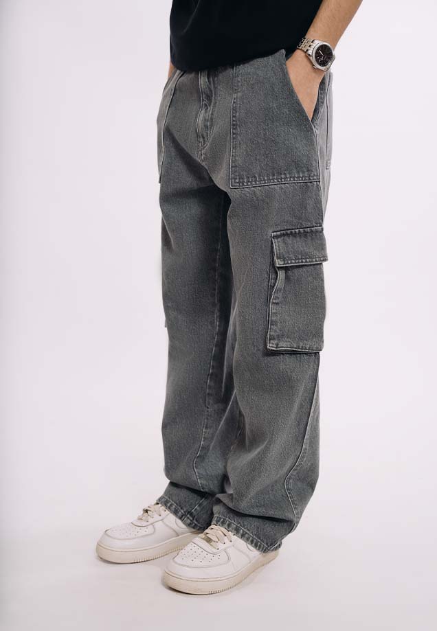 Loose Fit Baggy Jeans - Grey