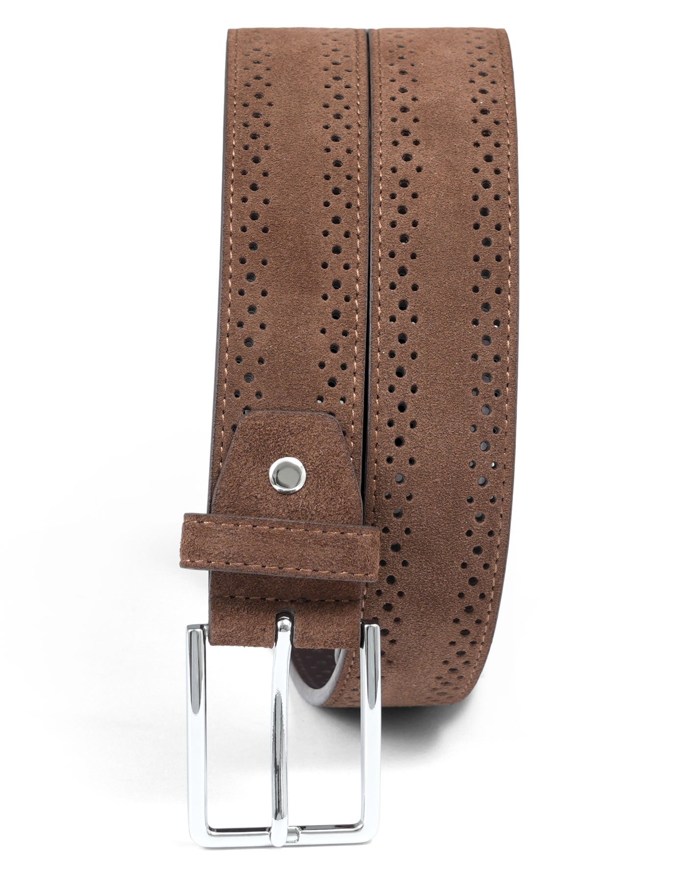 Brown Dotted Suede Leather Belt