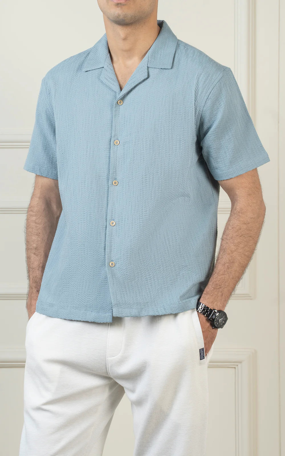 CASUAL SHIRT CUBAN COLLAR SKY