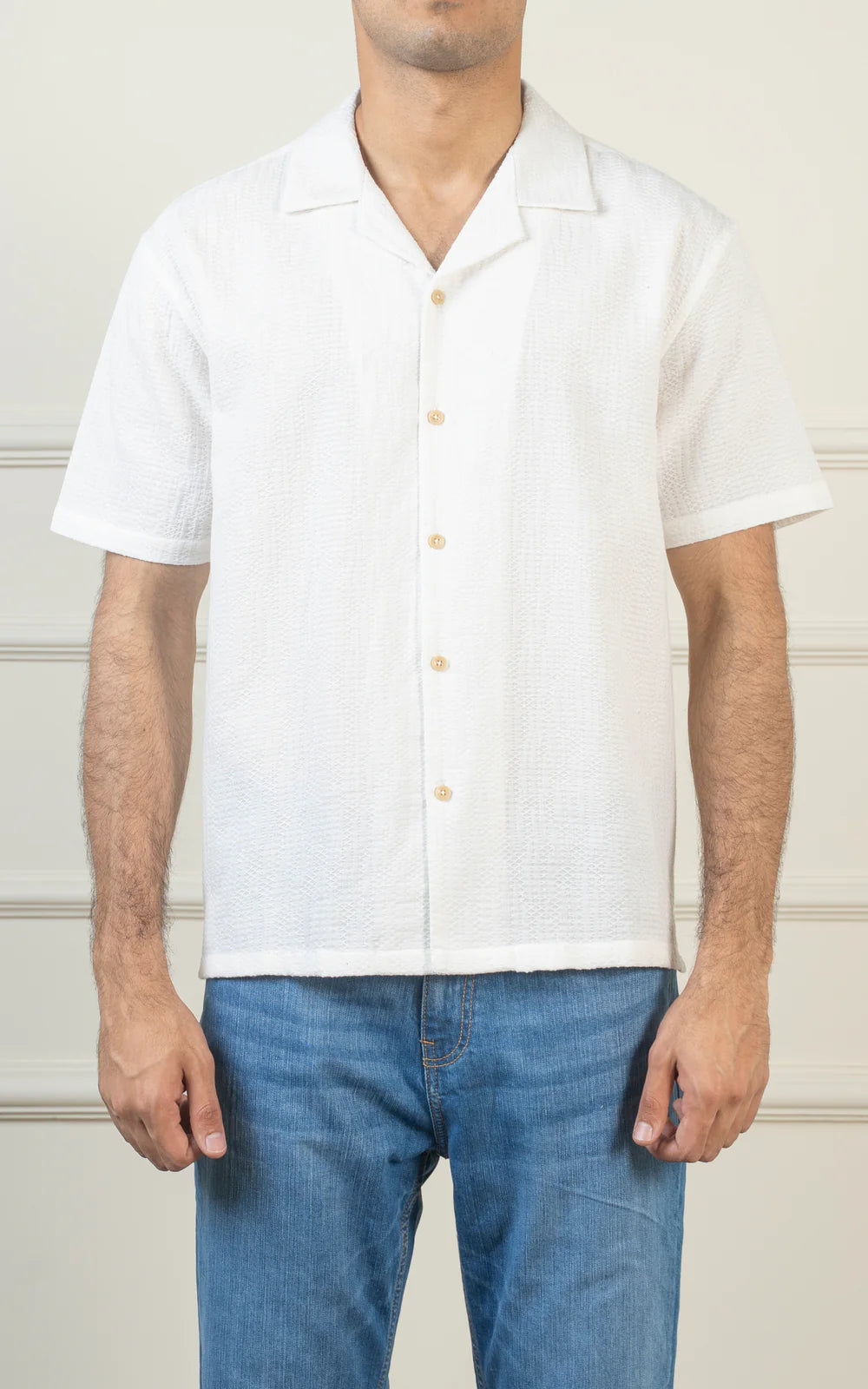 CASUAL SHIRT CUBAN COLLAR WHITE