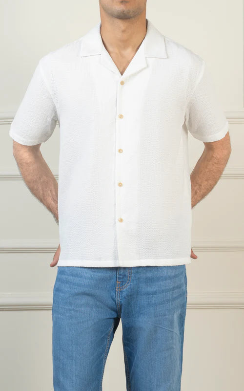 CASUAL SHIRT CUBAN COLLAR WHITE